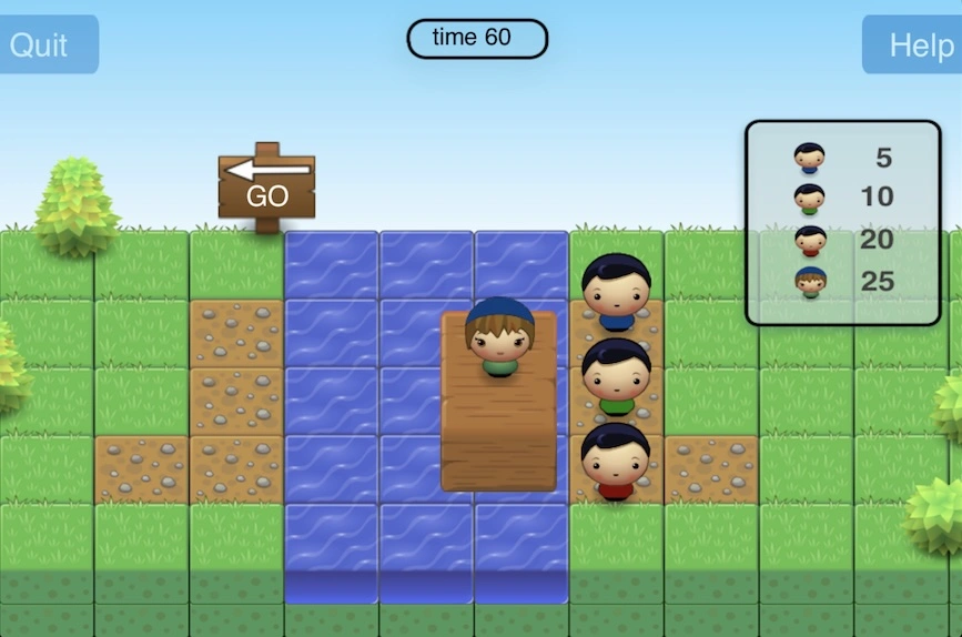 Characters crossing the river