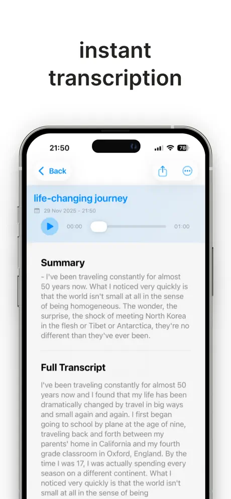 Transcript with speaker labels